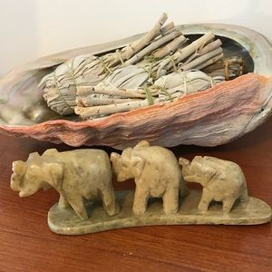 Genuine I Soapstone Hand Carved Elephants